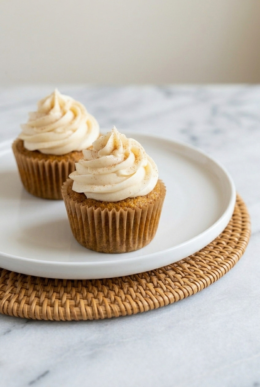 pumpkin spice cupcakes side view