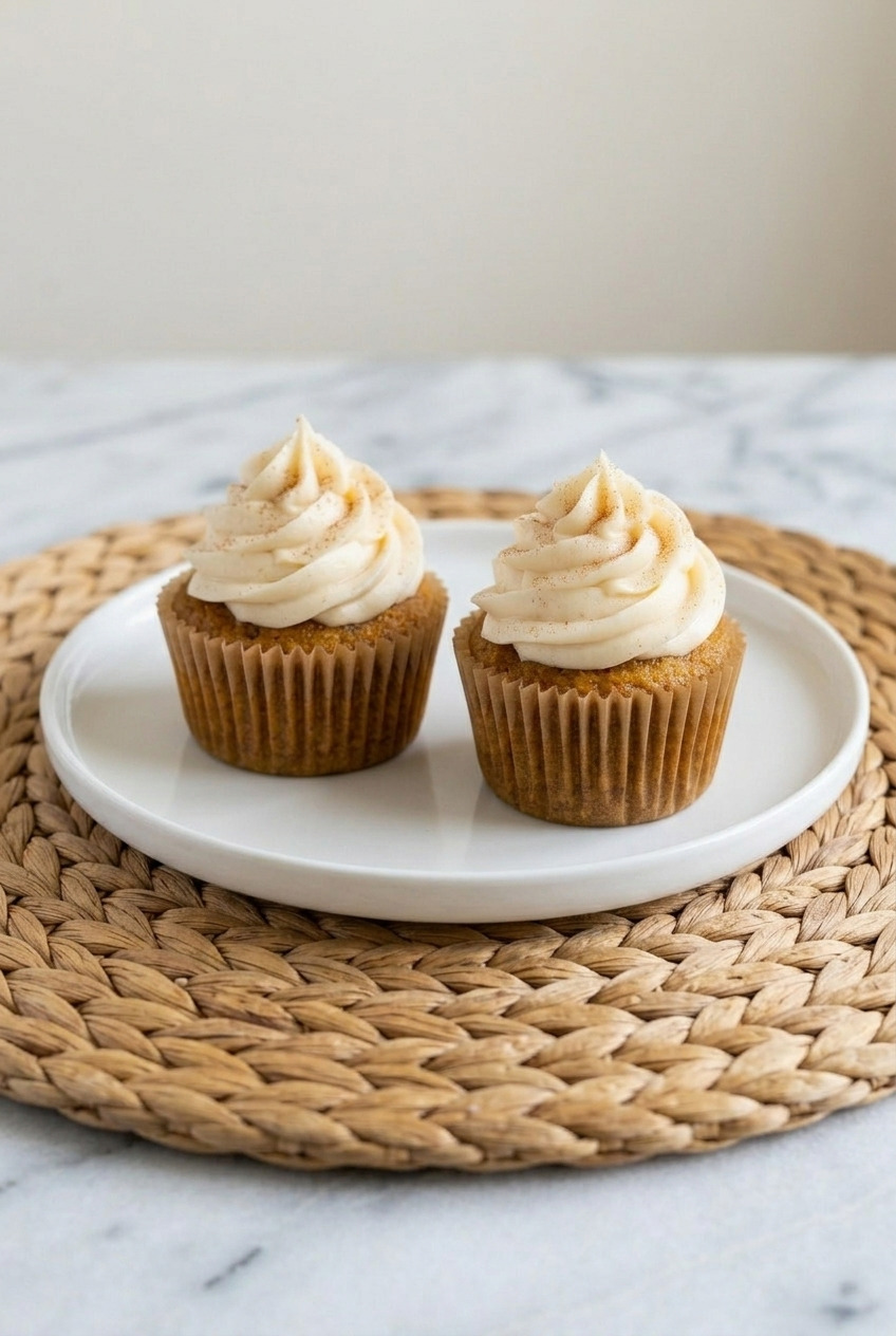 pumpkin spice cupcakes served