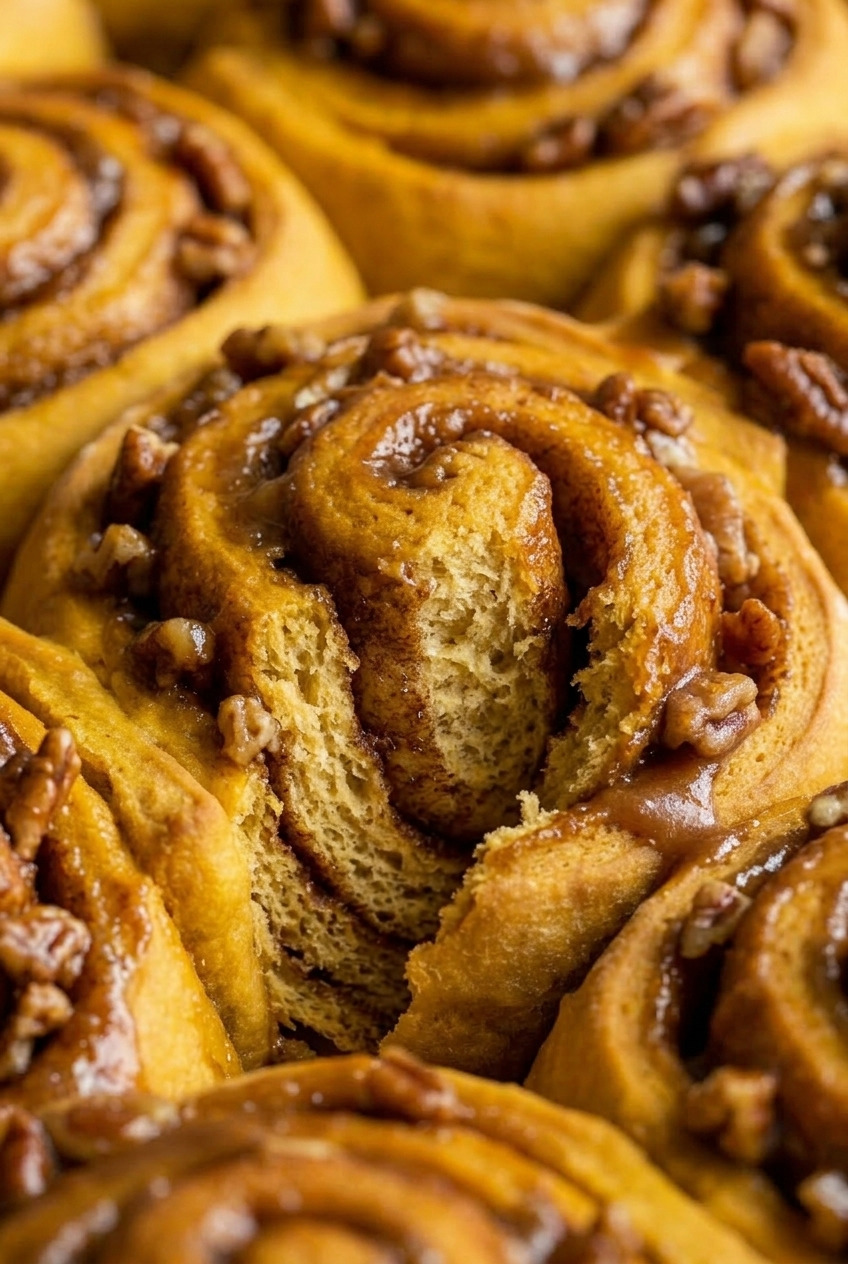 pumpkin sticky buns close up