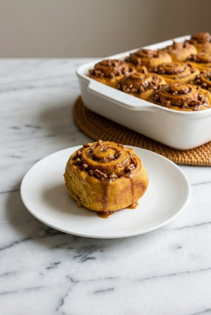 pumpkin sticky buns served