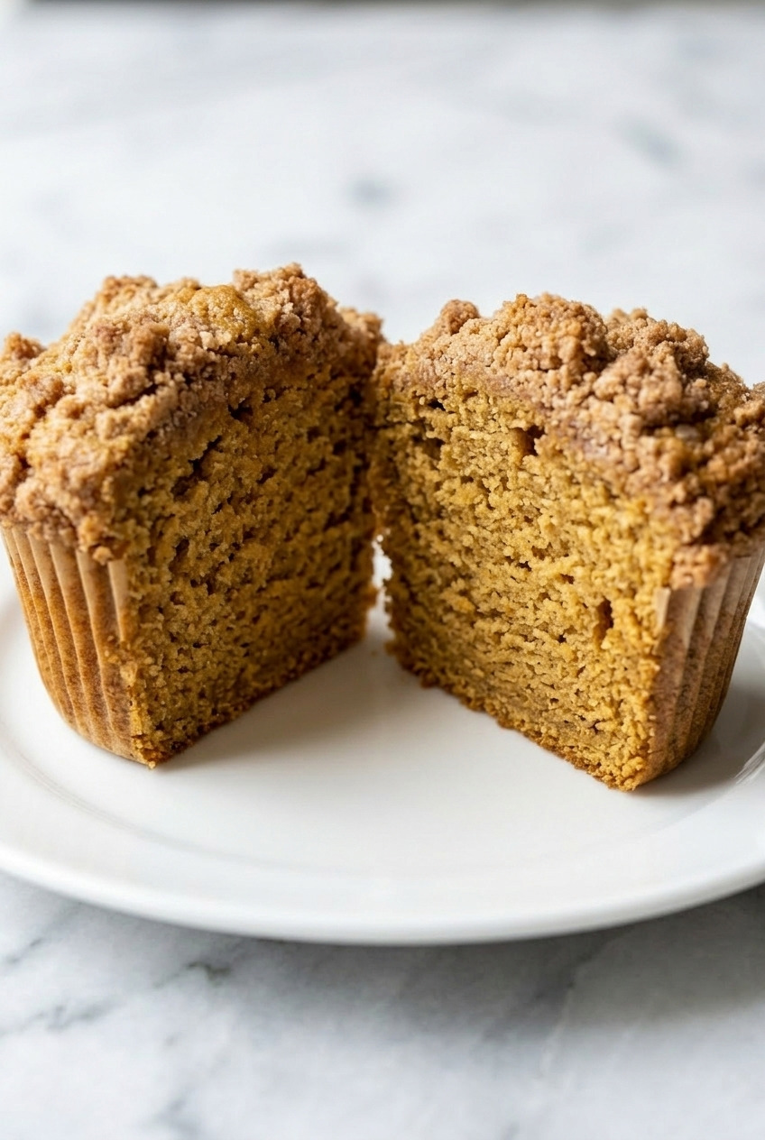 pumpkin streusel muffins close up