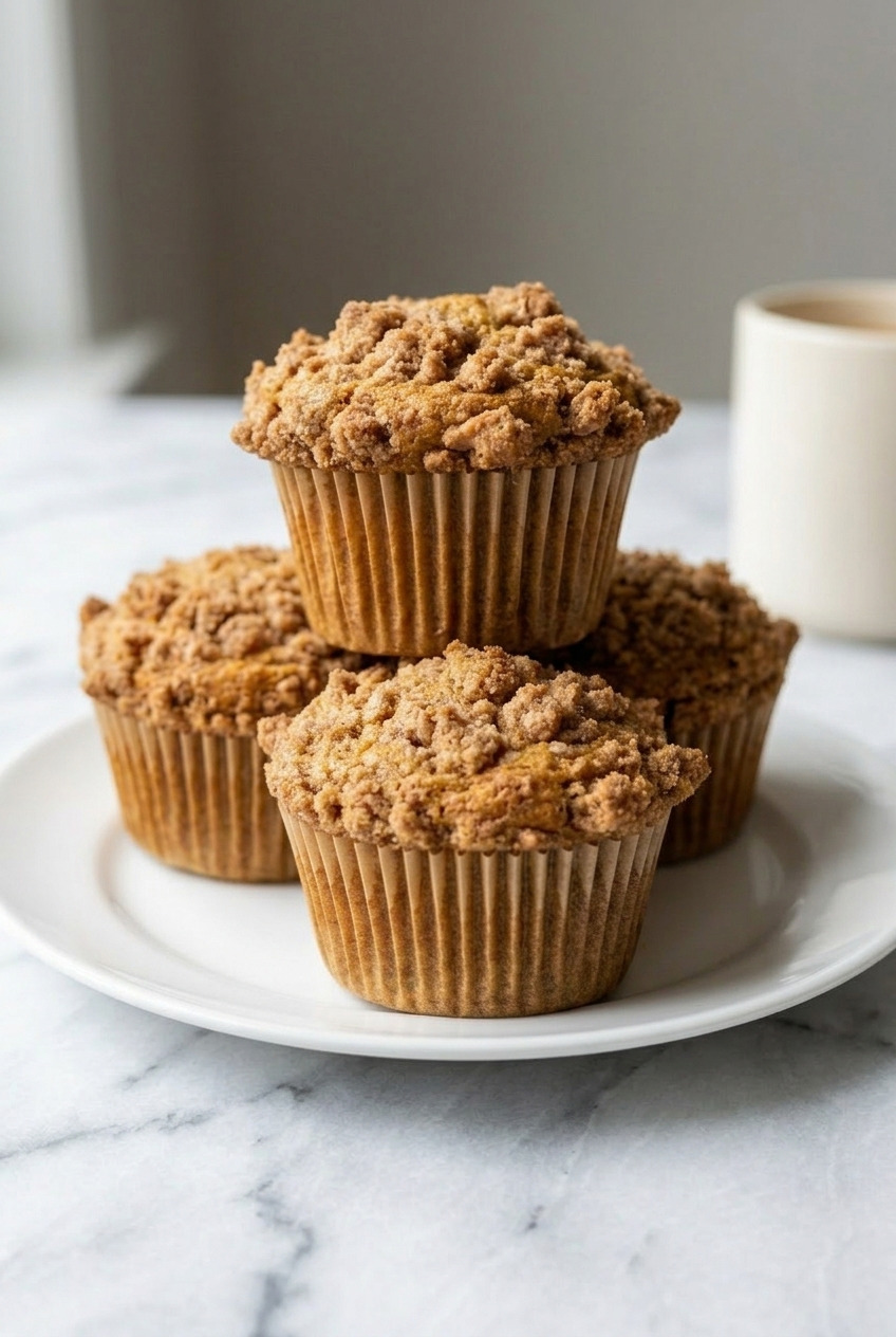 pumpkin streusel muffins served