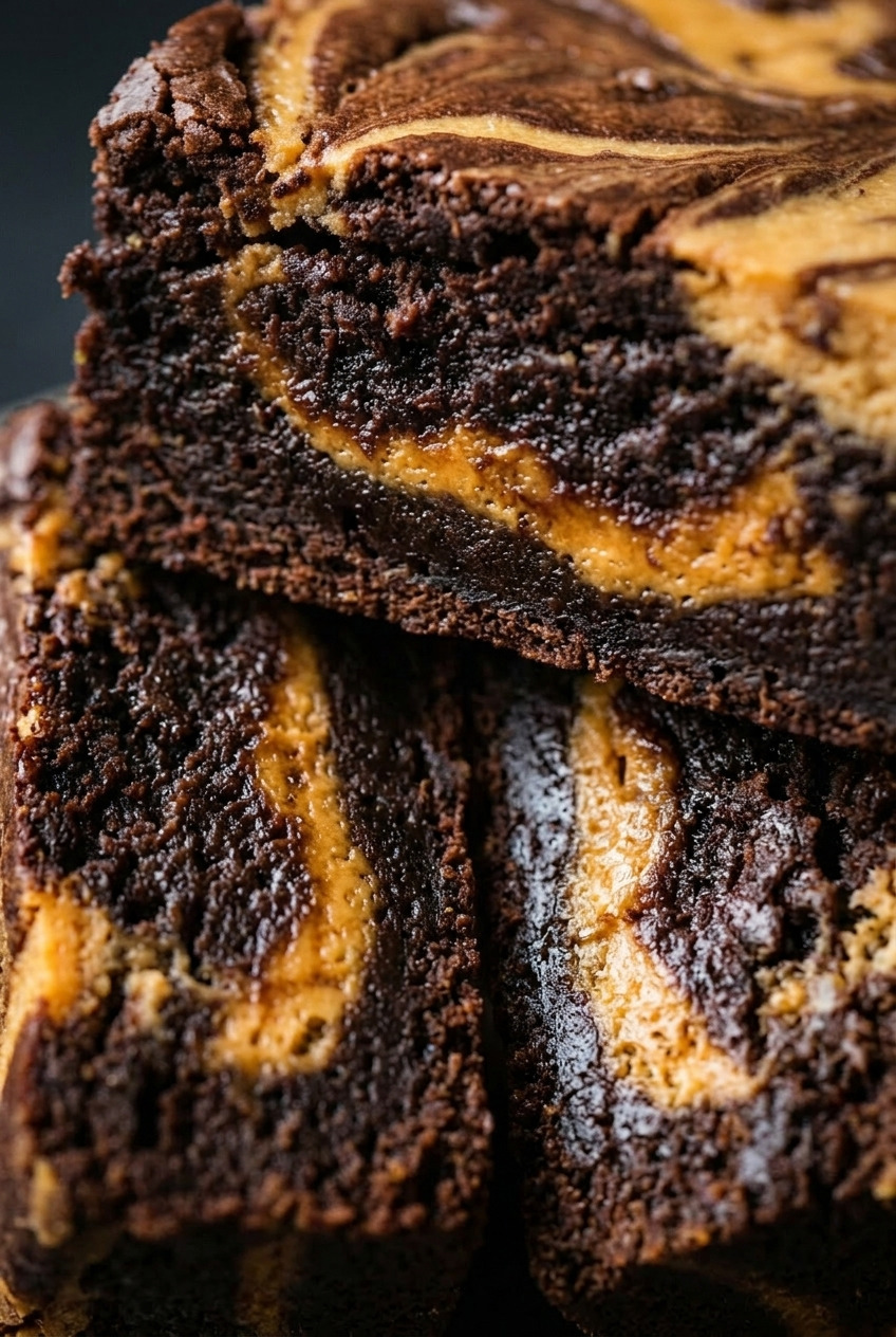 pumpkin swirl brownies close up