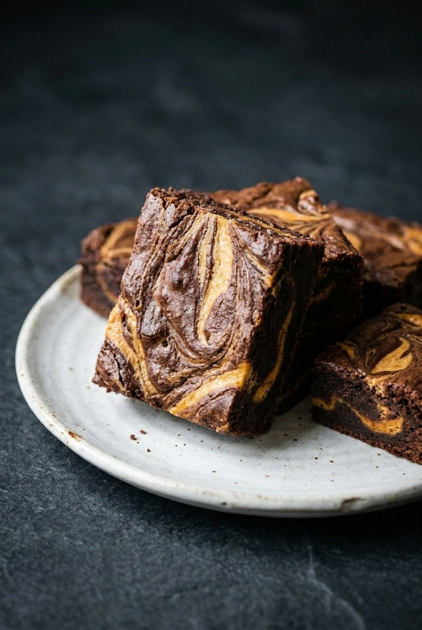 pumpkin swirl brownies dinner scene