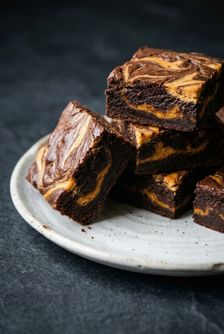 pumpkin swirl brownies side view