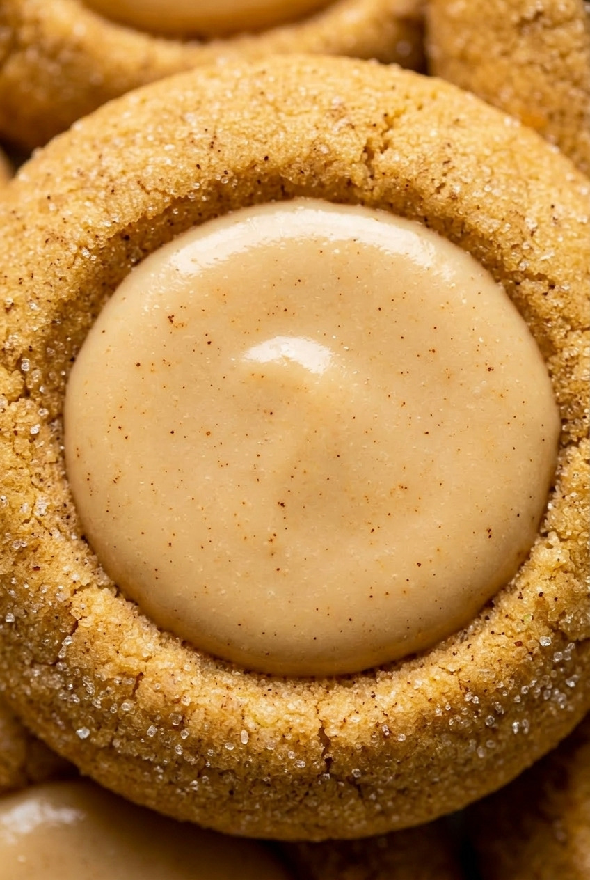 pumpkin thumbprint cookies close up