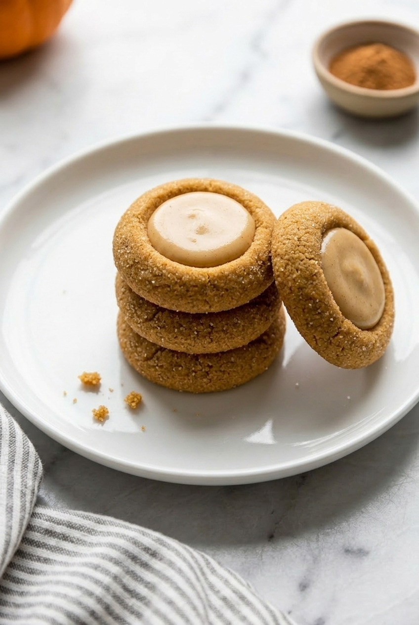 pumpkin thumbprint cookies served