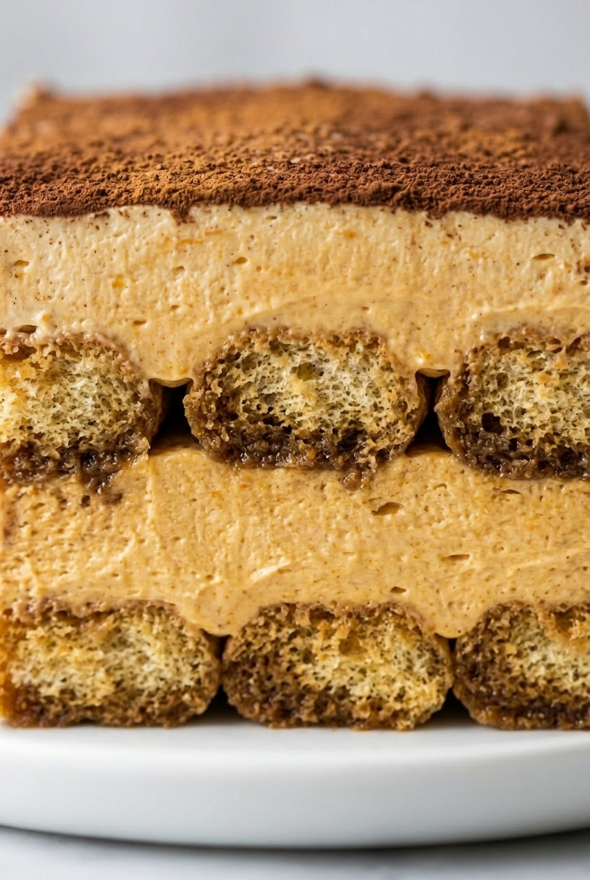 pumpkin tiramisu close up