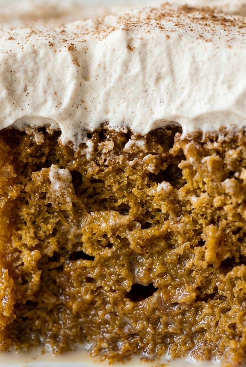 pumpkin tres leches cake close up