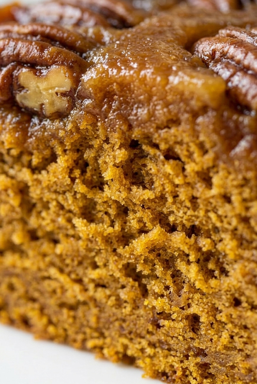 pumpkin upside down cake close up