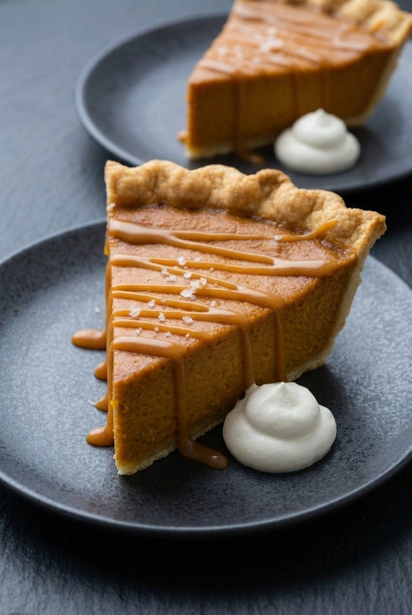 salted caramel pumpkin pie dinner scene