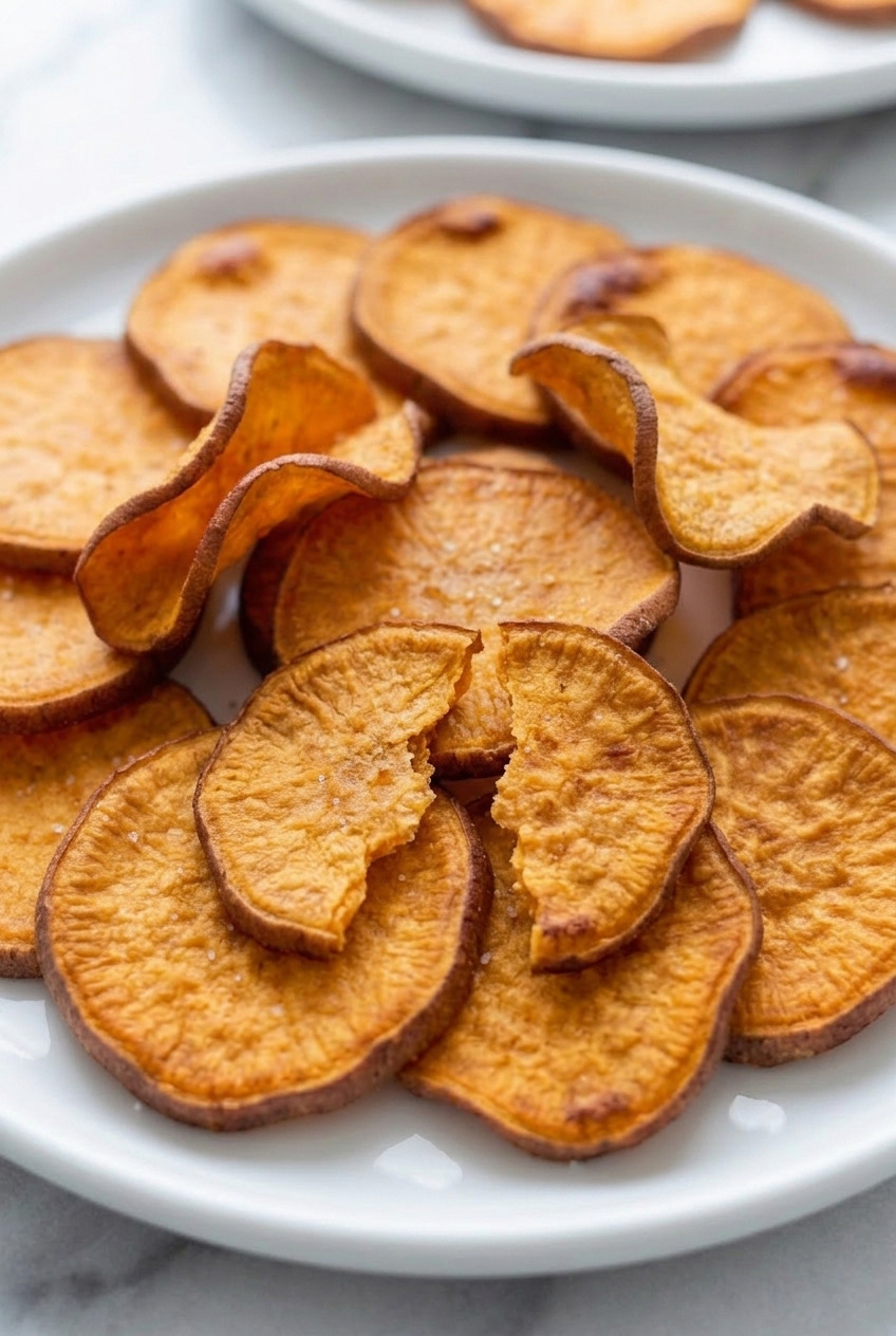 baked sweet potato chips dinner scene
