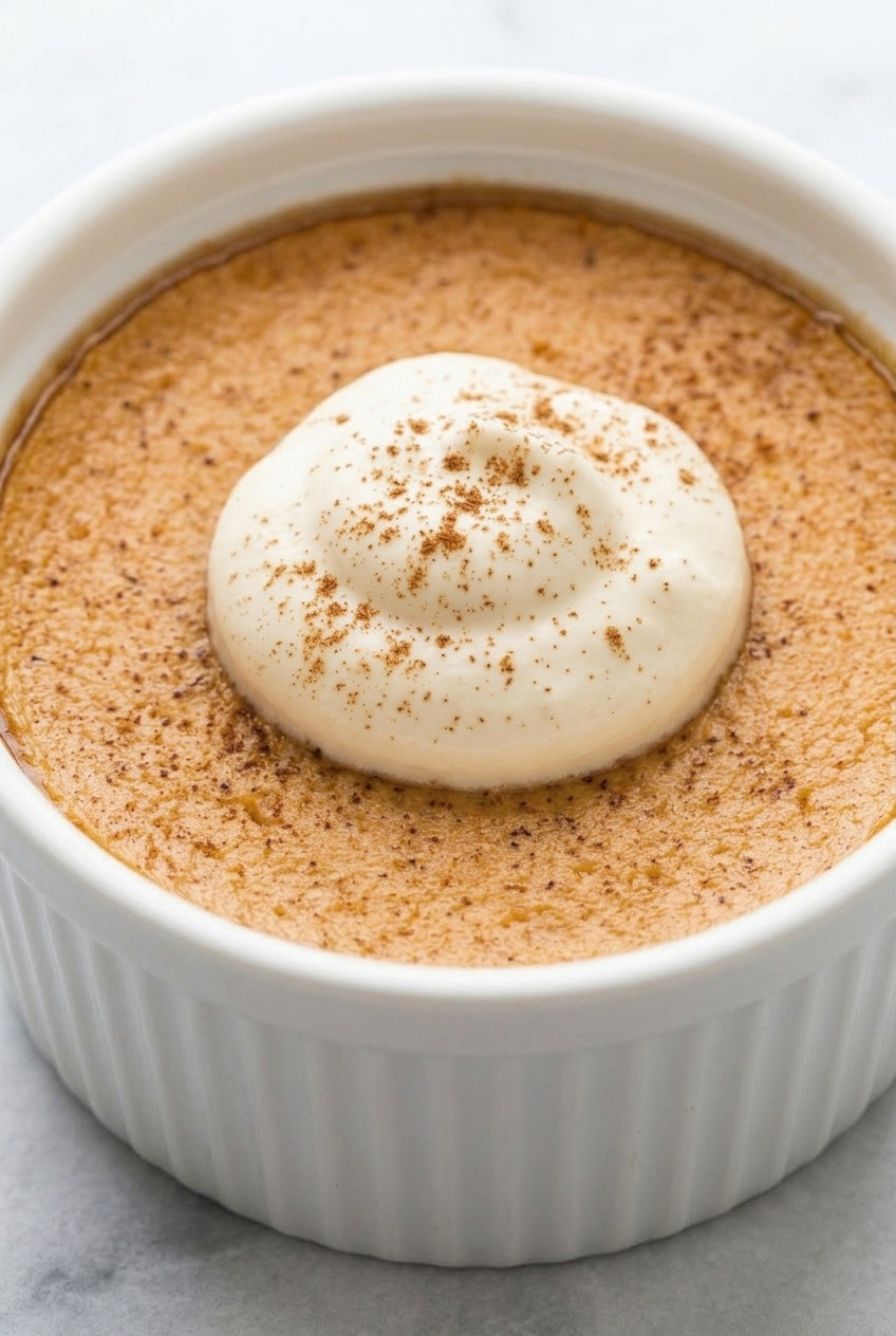 baked sweet potato custard close up
