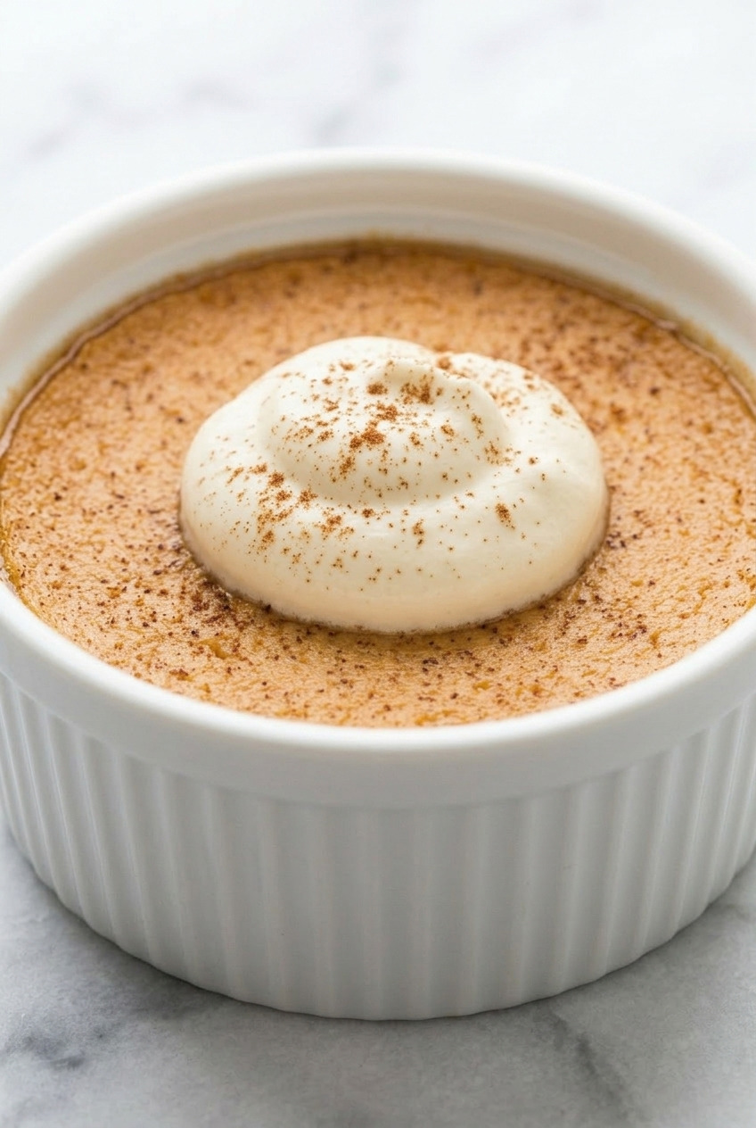 baked sweet potato custard side view