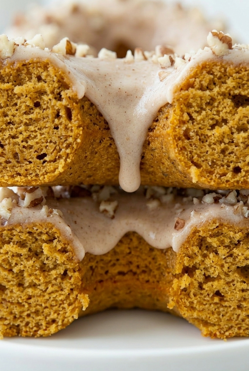 baked sweet potato donuts with maple glaze close up