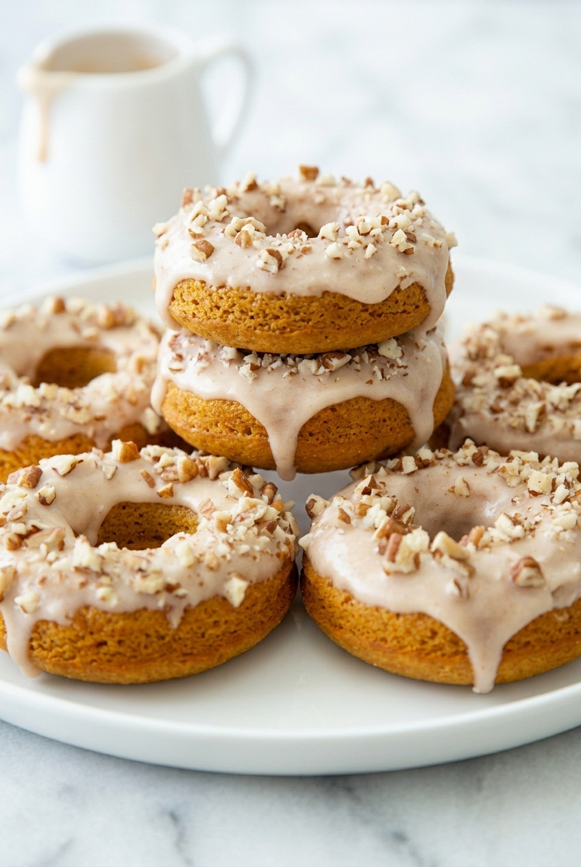 baked sweet potato donuts with maple glaze