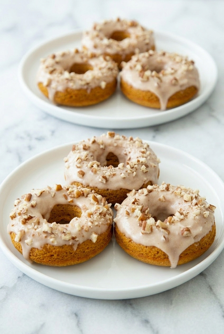 baked sweet potato donuts with maple glaze dinner scene