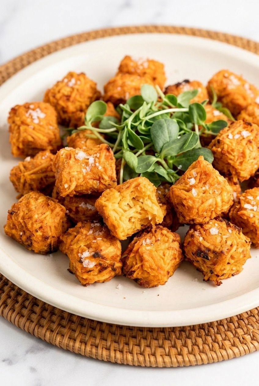 baked sweet potato tater tots served