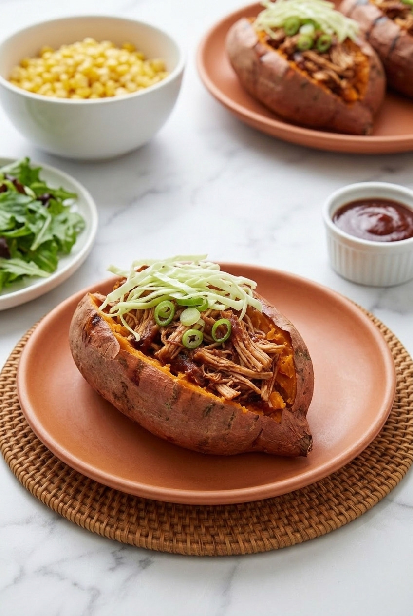 barbecue chicken stuffed sweet potatoes complete meal