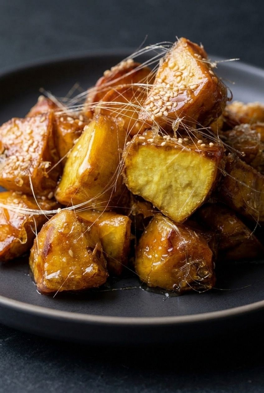 basi digua chinese sugarcoated sweet potato served
