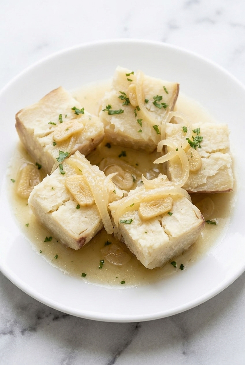 boniato con mojo cuban sweet potato with garlic sauce served