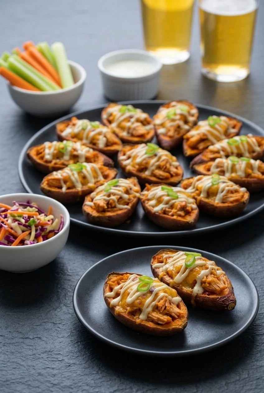 buffalo chicken sweet potato skins complete meal