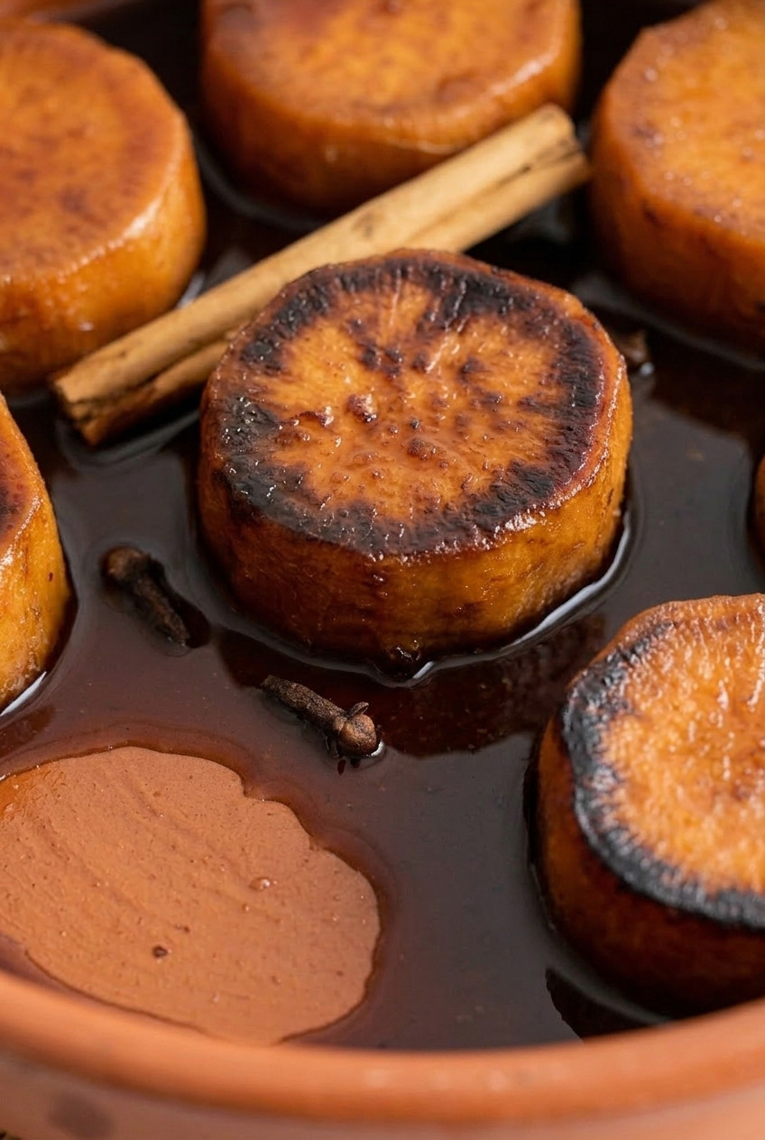 camote enmielado mexican piloncillo sweet potatoes close up