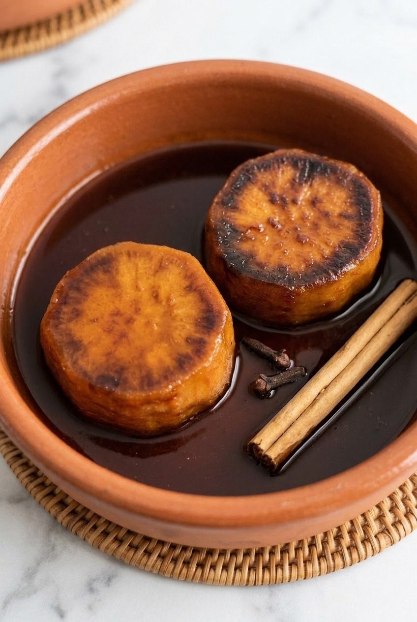 camote enmielado mexican piloncillo sweet potatoes served