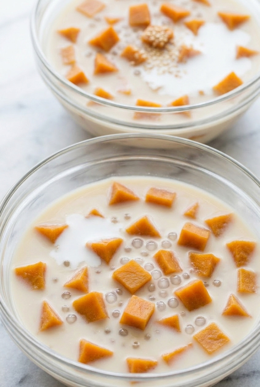 che khoai lang vietnamese sweet potato coconut sweet soup dinner scene