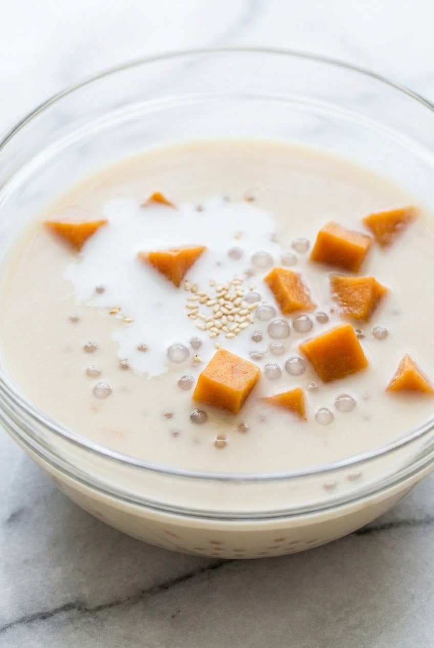 che khoai lang vietnamese sweet potato coconut sweet soup served