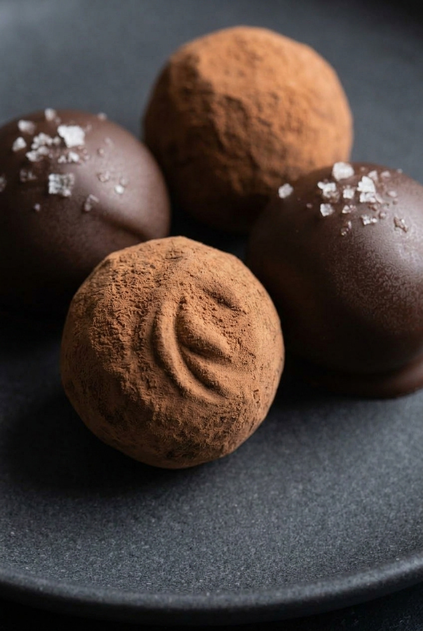 chocolate sweet potato truffles side view
