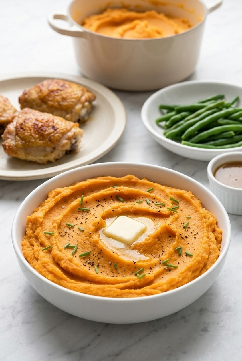 classic mashed sweet potatoes with butter and cream complete meal