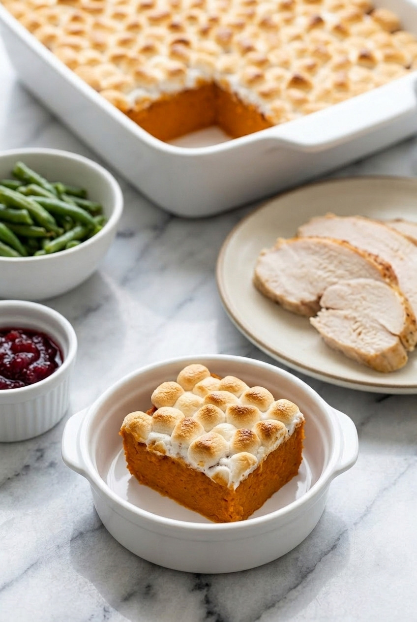 classic sweet potato casserole with marshmallow topping complete meal