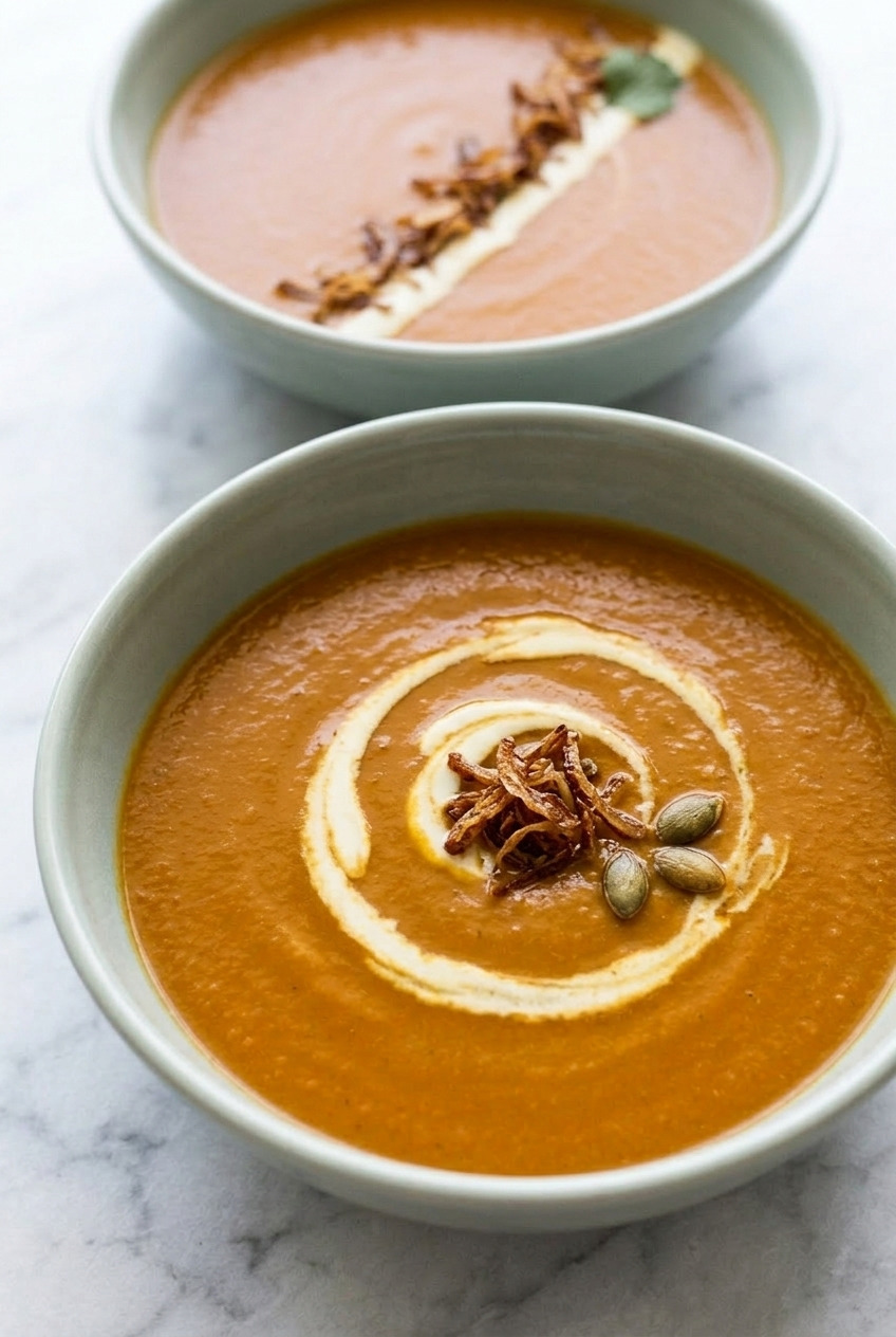 creamy new zealand kumara soup dinner scene