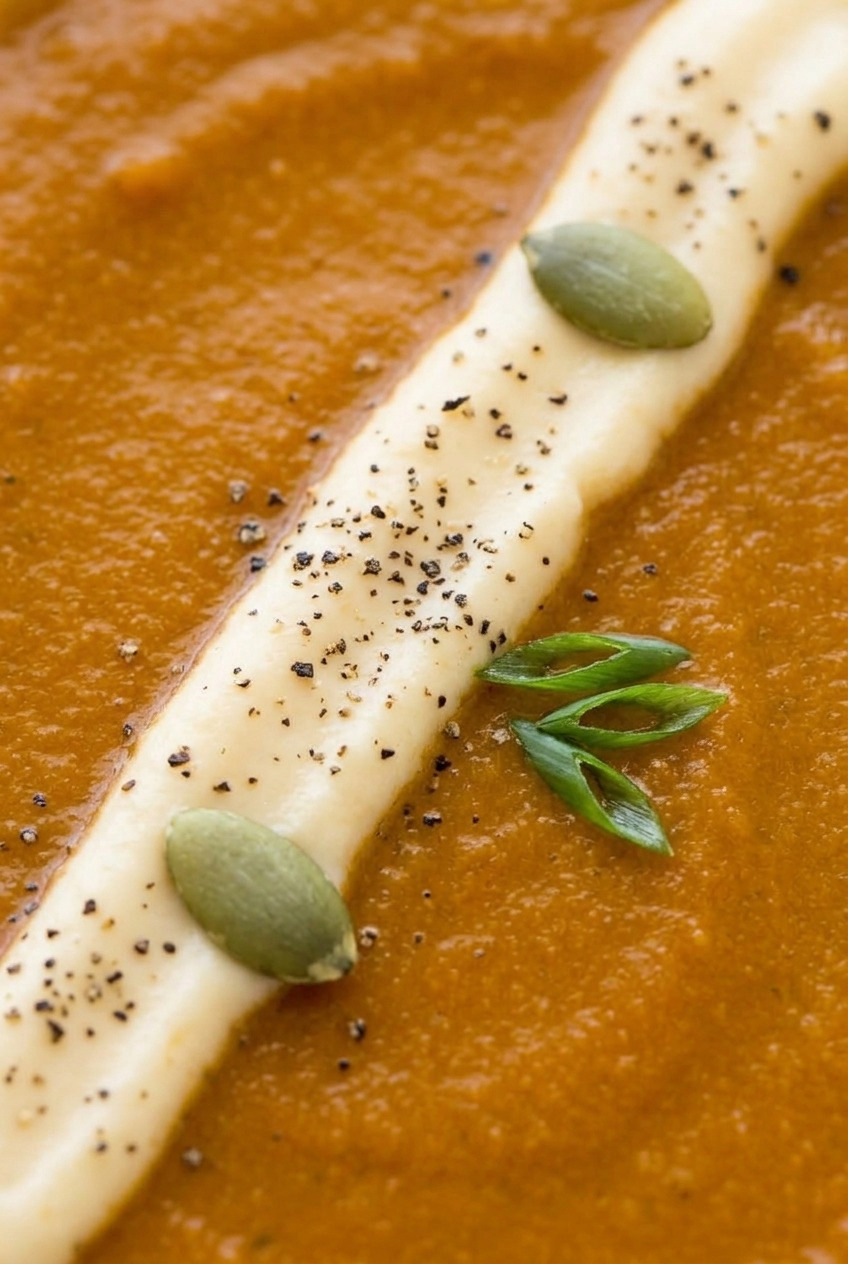 creamy roasted sweet potato soup close up