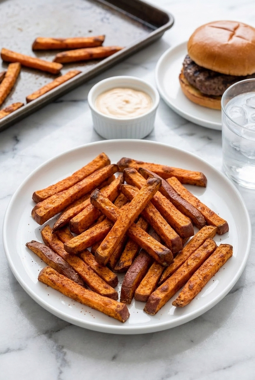 crispy baked sweet potato fries complete meal