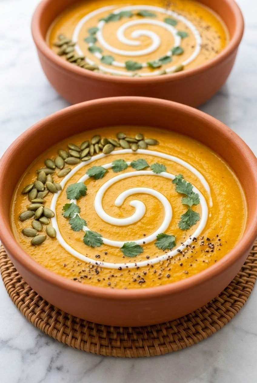 curried sweet potato soup dinner scene