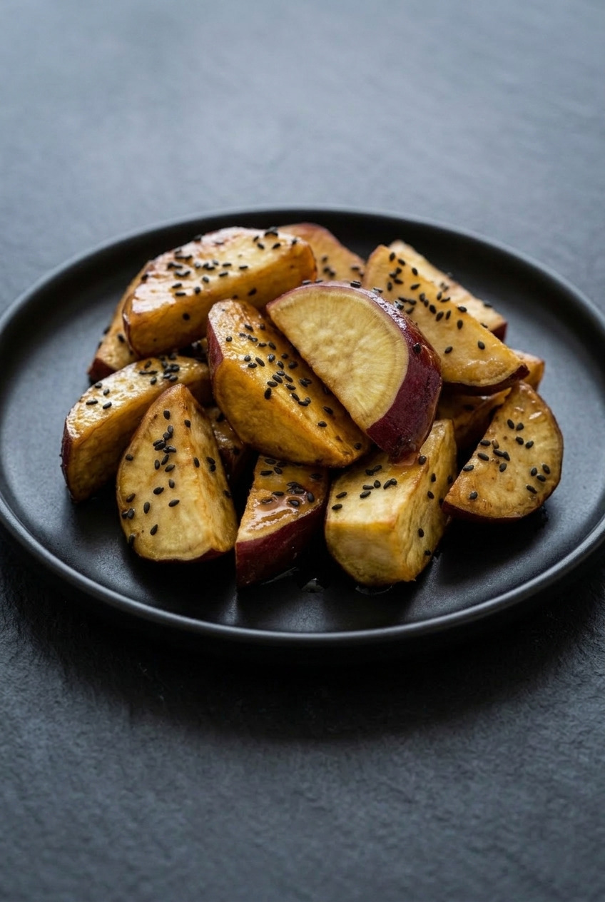 daigaku imo japanese honey glazed fried sweet potatoes served