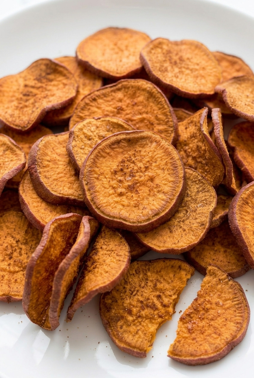 dehydrator sweet potato chips with cinnamon served