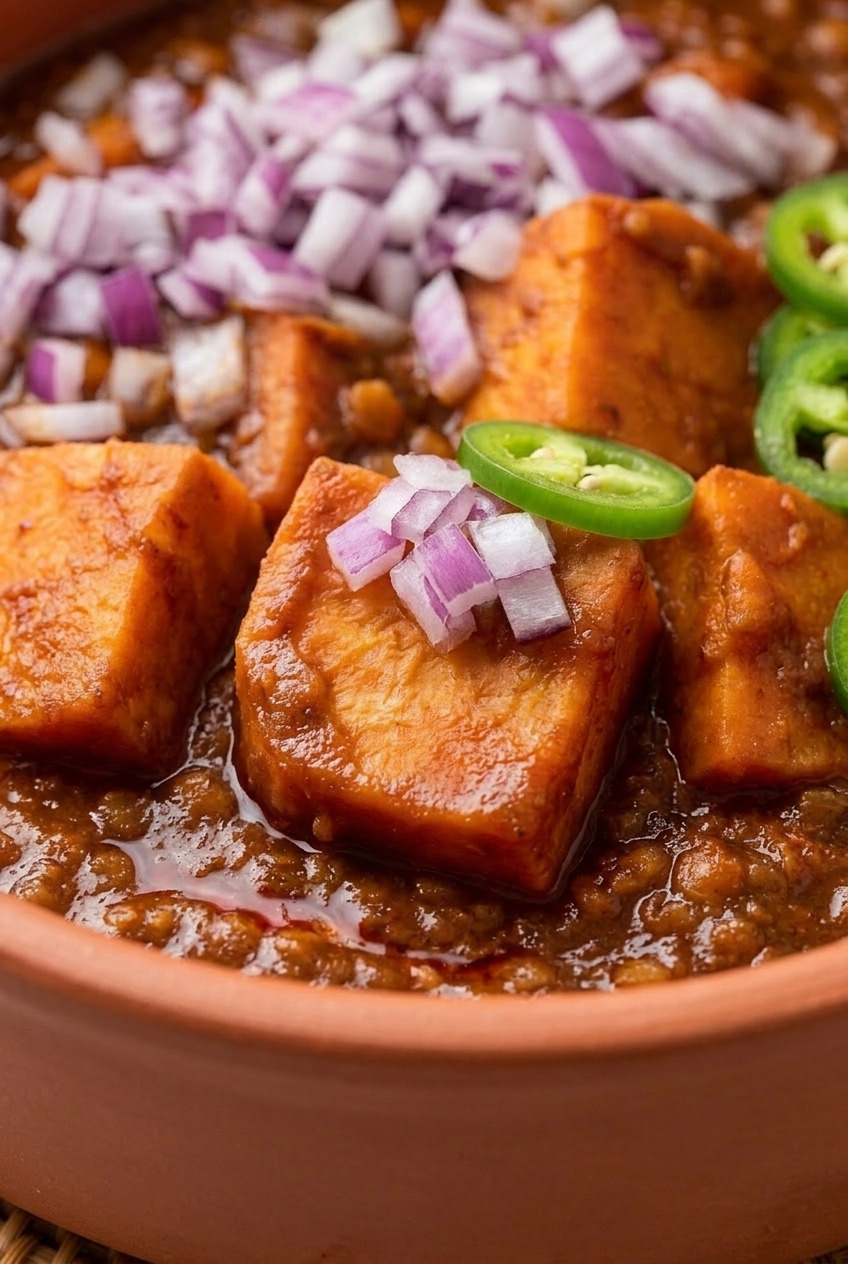 ethiopian berbere sweet potato stew close up
