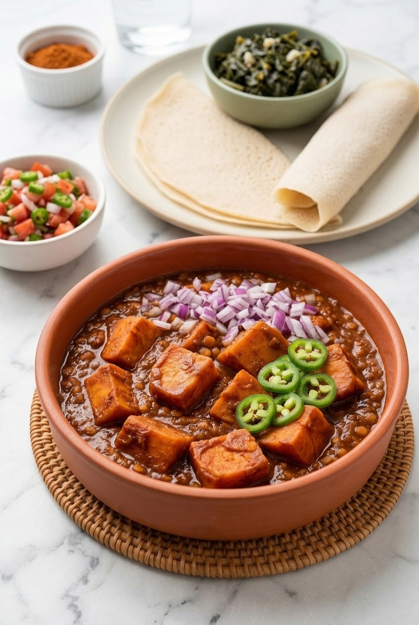 ethiopian berbere sweet potato stew complete meal