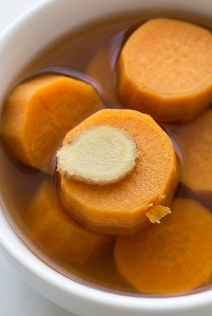 fanshu tangshui chinese sweet potato ginger dessert soup close up