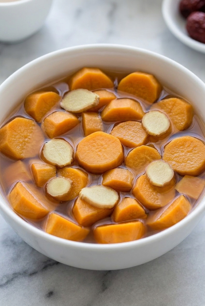 fanshu tangshui chinese sweet potato ginger dessert soup complete meal