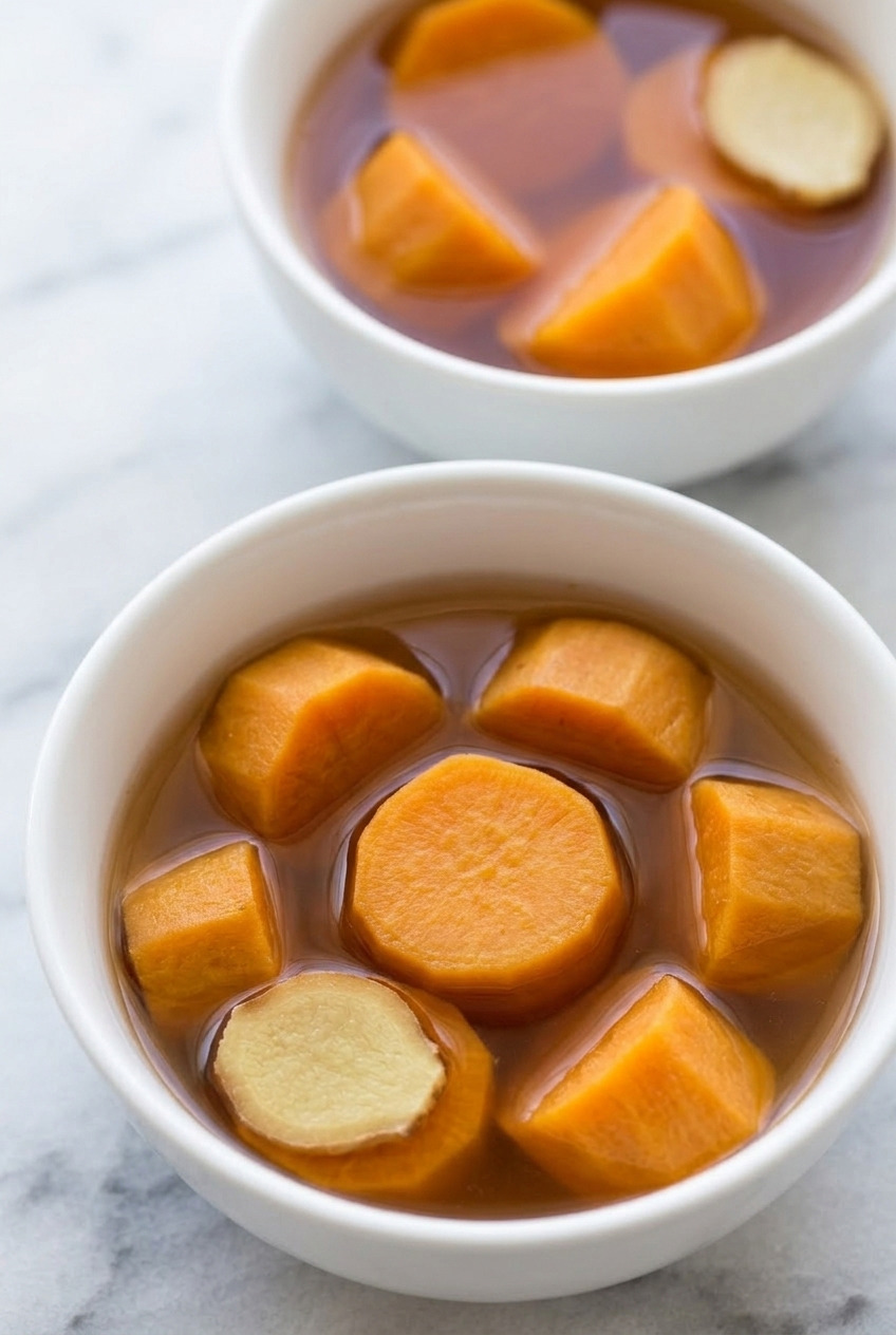 fanshu tangshui chinese sweet potato ginger dessert soup dinner scene