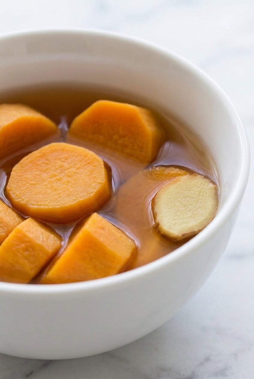 fanshu tangshui chinese sweet potato ginger dessert soup side view