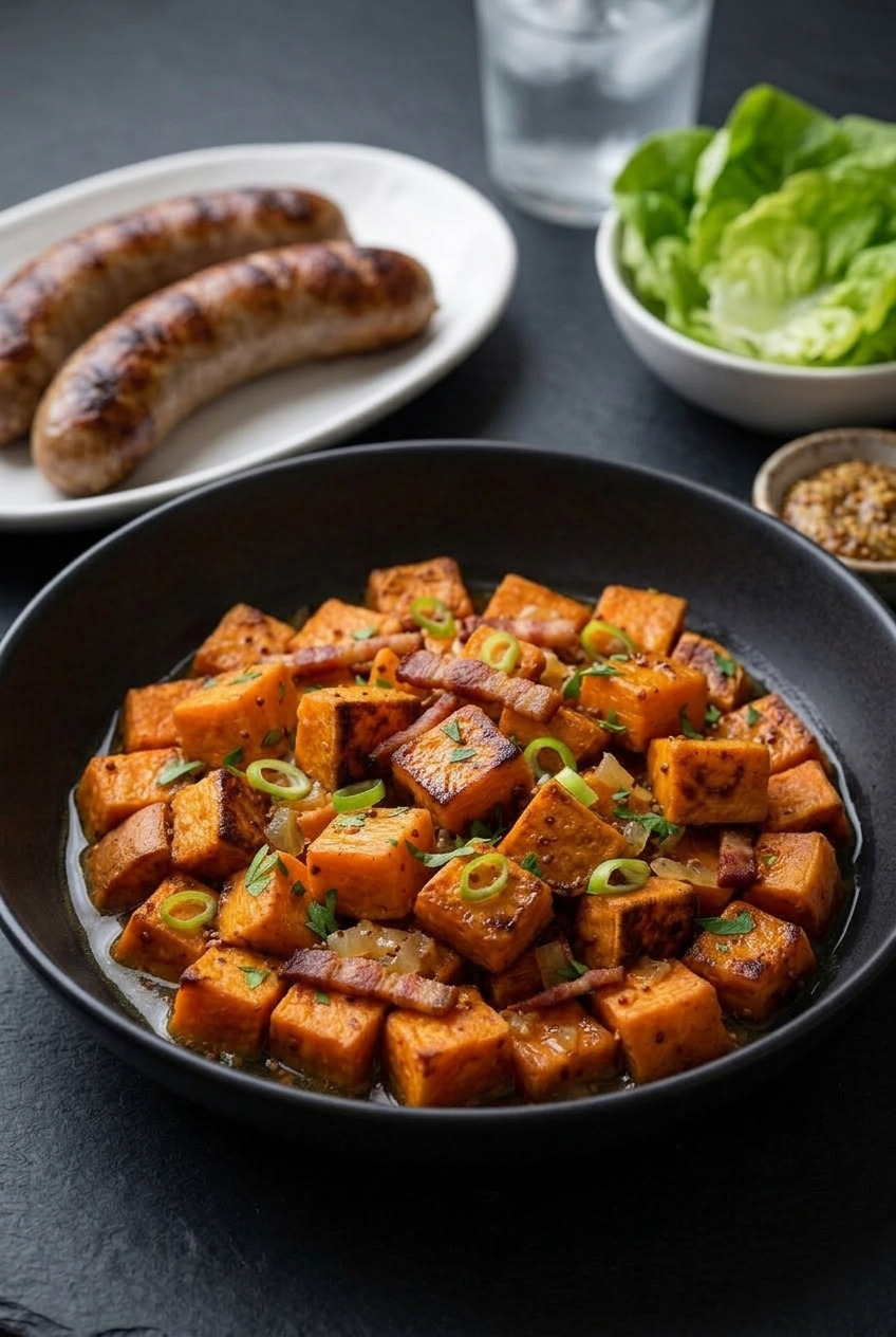 germanstyle sweet potato salad with warm bacon dressing complete meal