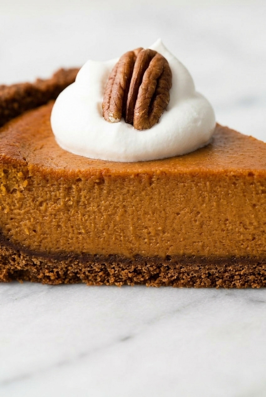 gingersnap crust sweet potato pie close up