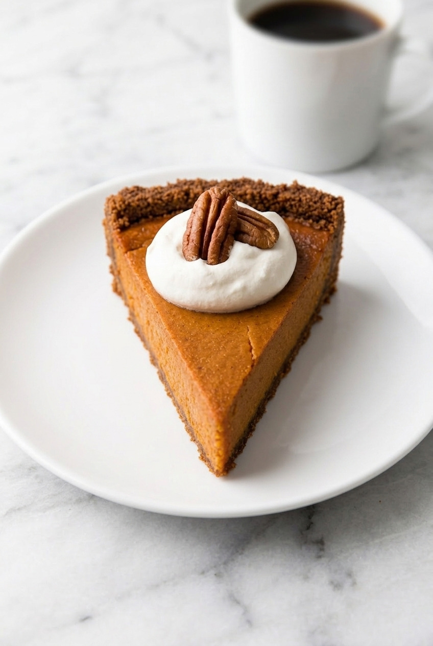 gingersnap crust sweet potato pie served