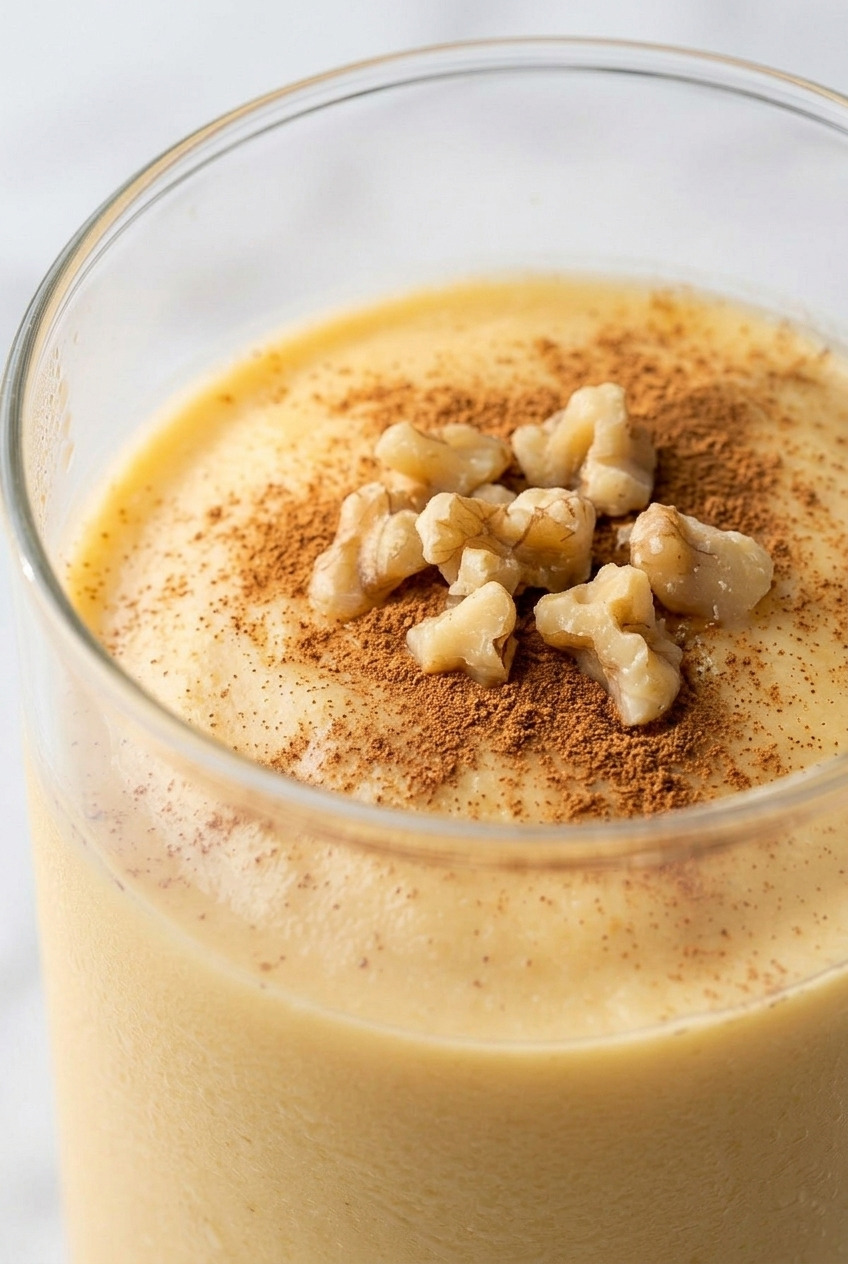 goguma latte korean sweet potato milk drink close up