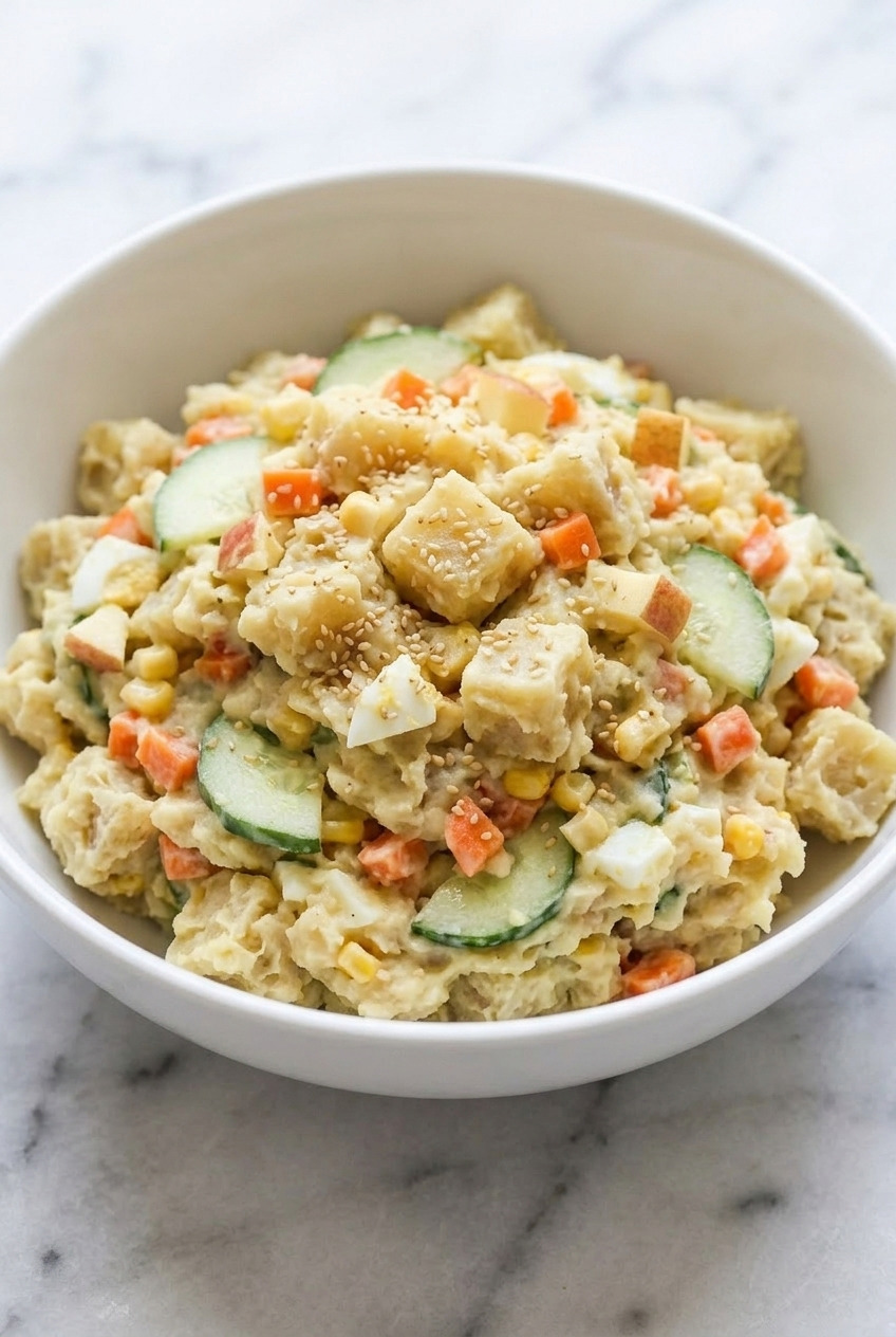 goguma salad korean sweet potato mayo salad side view